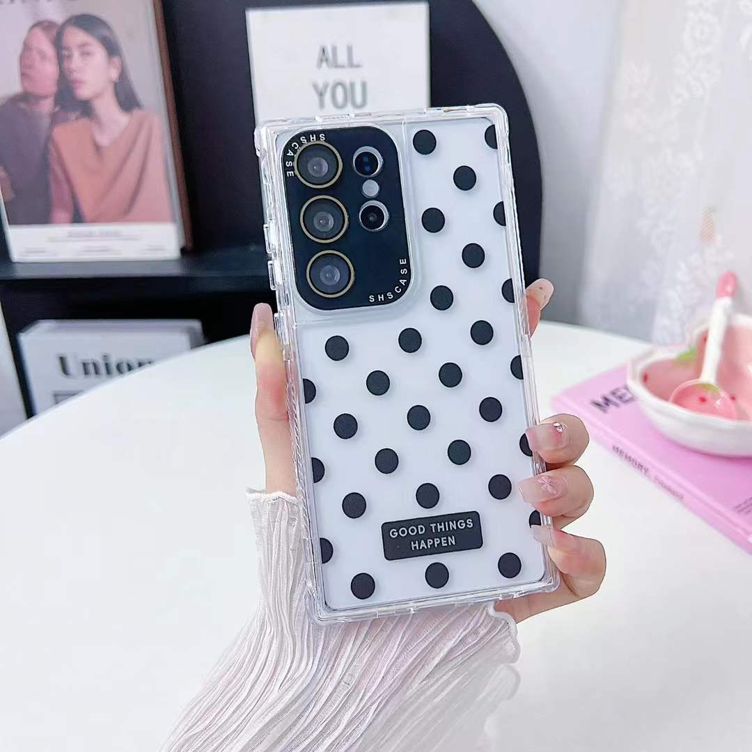 For Samsung S25Ultra S24Ultra S23Ultra Phone Case, Colorful 3 in 1 Transparent Luxury Wave Point Acrylic Anti Fall, With Camera Protector Shockproof Clear Hard Full Cover