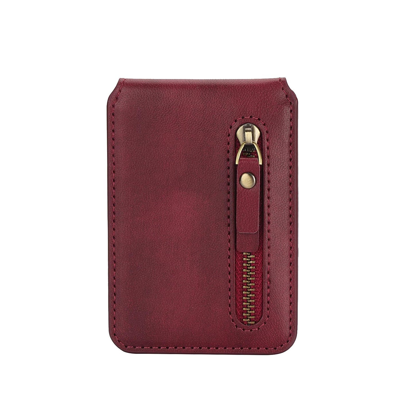 Leather Card Case with Zipper Strong Magnetic Wallet Kickstand Card Holder Card Bag Case for Magsafe IPhone 16 15 14 13 12 Pro Max Stand Cover for Samsung S23 S24 Magnetic Phone Case Accessories