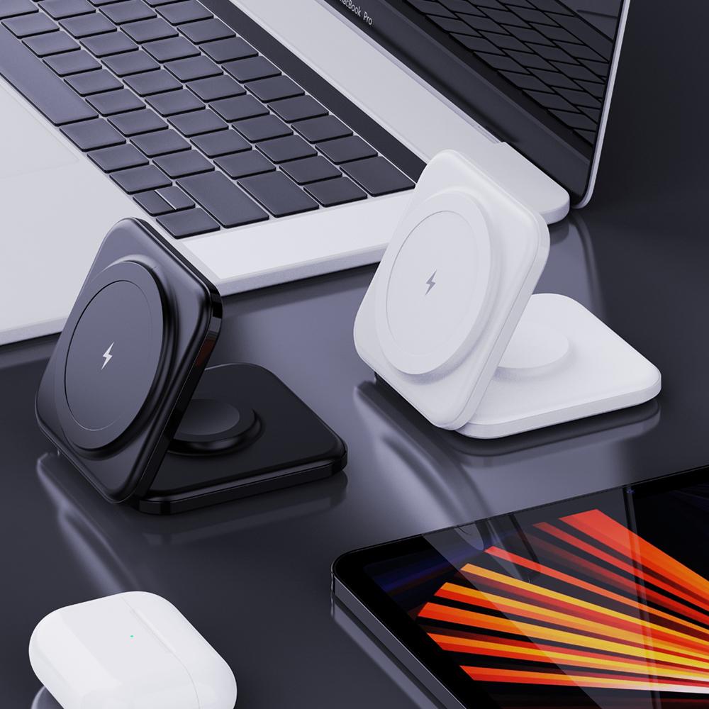 Chargeur sans fil magnétique 2 en 1 support pliable pour iWatch Ultra/8/7/6 15 W Charge sans fil rapide pour iPhone 15 ProMax 14 Pro/13/12