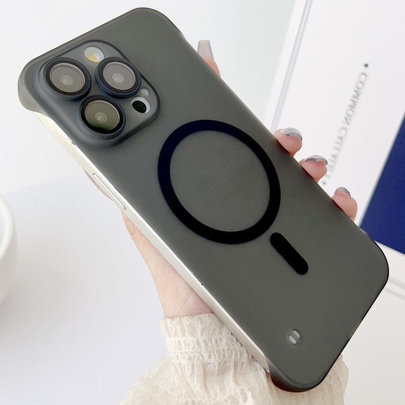 For iPhone 16 15 14 13 12 Pro Max Phone Case, Ultrathin Frameless Magnetic PC Hard for Magsafe Support Wireless Charging Matte Clear High Transparency Full Cover