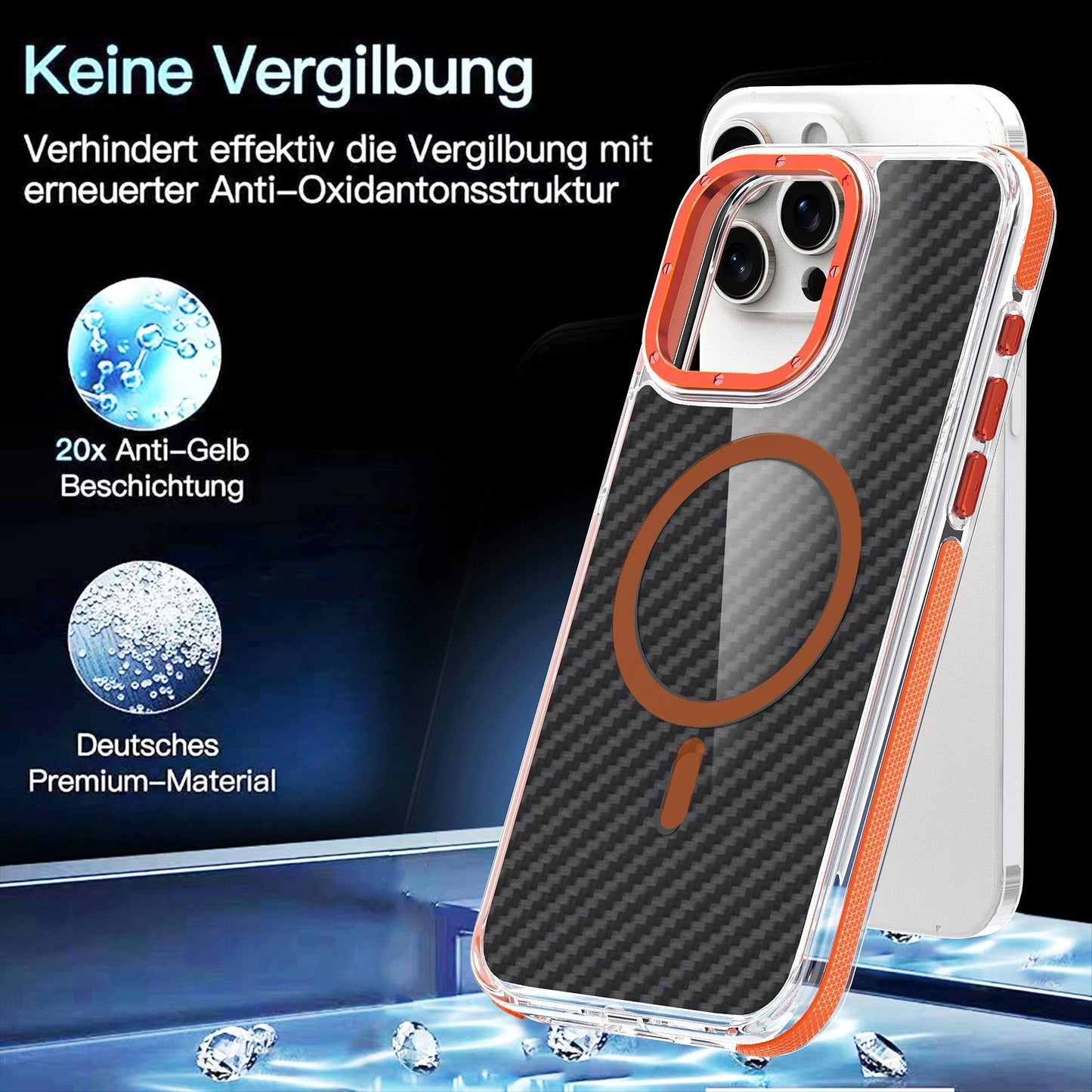 For iPhone 16 15 14 13 12 11 Pro Max Phone Case, Premium Strong Magnetic Carbon Fiber Metal Camera Frame Acrylic Clear Shockproof Anti-Fall Bumper for Magsafe Non-Yellowing Hard Full Cover