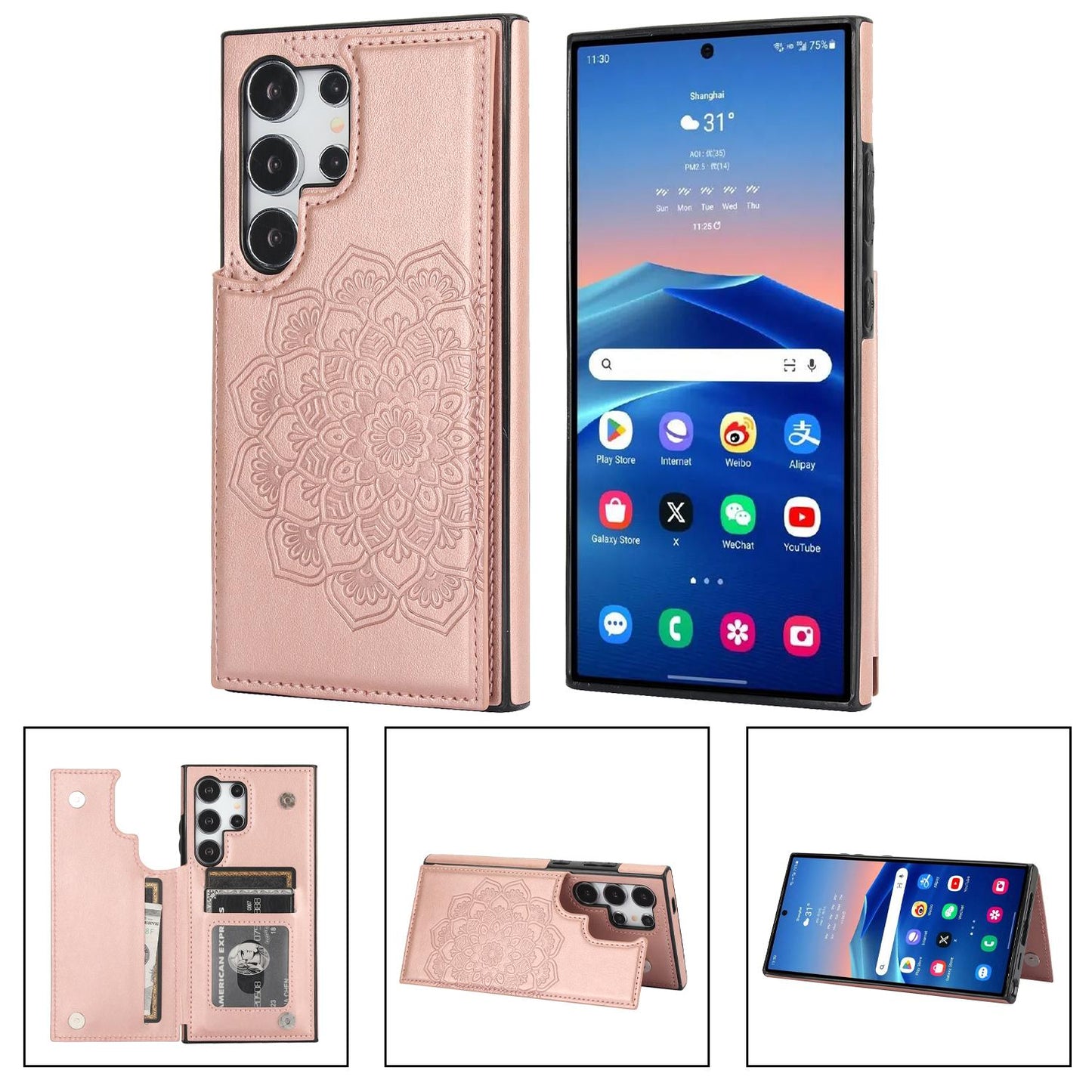 Flip Leather Phone Case for Samsung Galaxy S23 FE S24 Ultra S22 S21 Plus A15 A14 A54 A13 A33 A53 4G 5G Wallet With Card Holder Cover