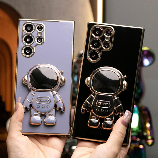 Astronaut Plating Kickstand Soft Phone Case For Samsung Galaxy S24 S23 S22 S21 Note 20 Ultra