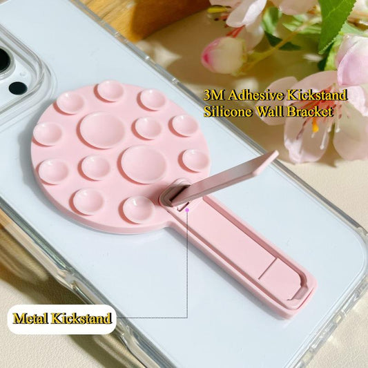 Multi-function Kickstand 3M Adhesive Silicone Holder Suction Cup Wall Bracket Case for iPhone 16 15 14 13 12 Pro Max for Samsung S25 S24 S23 Smart Phone Case Stand Cover