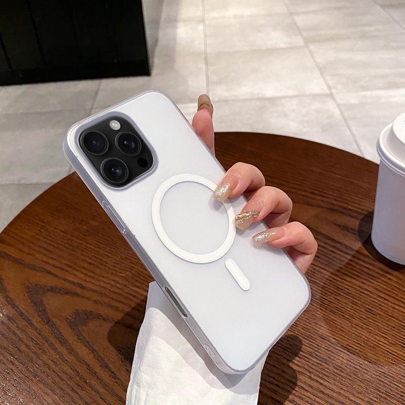 Matte PC Ultra Thin Transparent Magnetic Frozen Fog Phone Case For iPhone 16ProMax 15 14 13 12 Not Yellowing Clear Hard Full Cover