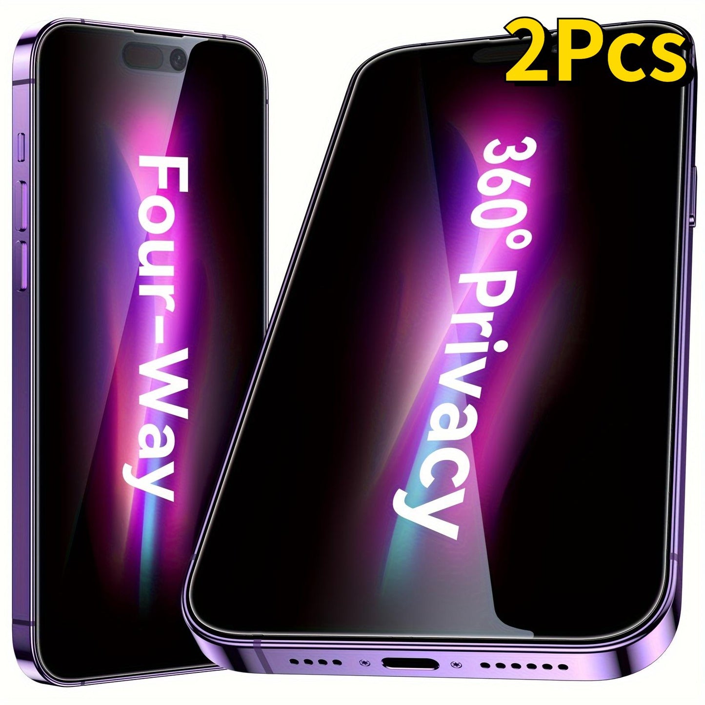 2Pcs 360 Anti-spy For IPhone 16 15 Pro Max Privacy Screen Protector Tempered Glass, 9H Hardness For iPhone 15 14 13 12 11 Pro Max XR XSMax XS