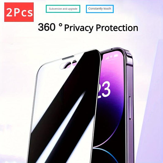 2 Pieces Thin Black Edge Non-Blocking Screen With Dustproof Net 360 ° Privacy Scratch-Resistant Tempered Film HD Wear-Resistant Mobile Phone Protective Film For IPhone 16 15 14 13 12 11 XR XSMax XS