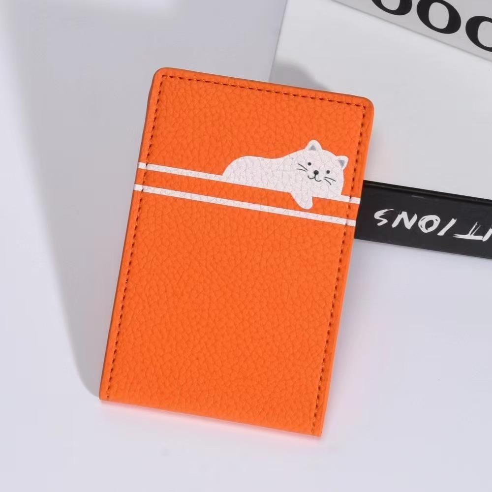Strong Magnetic Folding Wallet Card Bag Holder Leather Case with Mirror for Magsafe for iPhone 16 15 14 13 Pro Max 12 Cat Magnetic Stand Cover