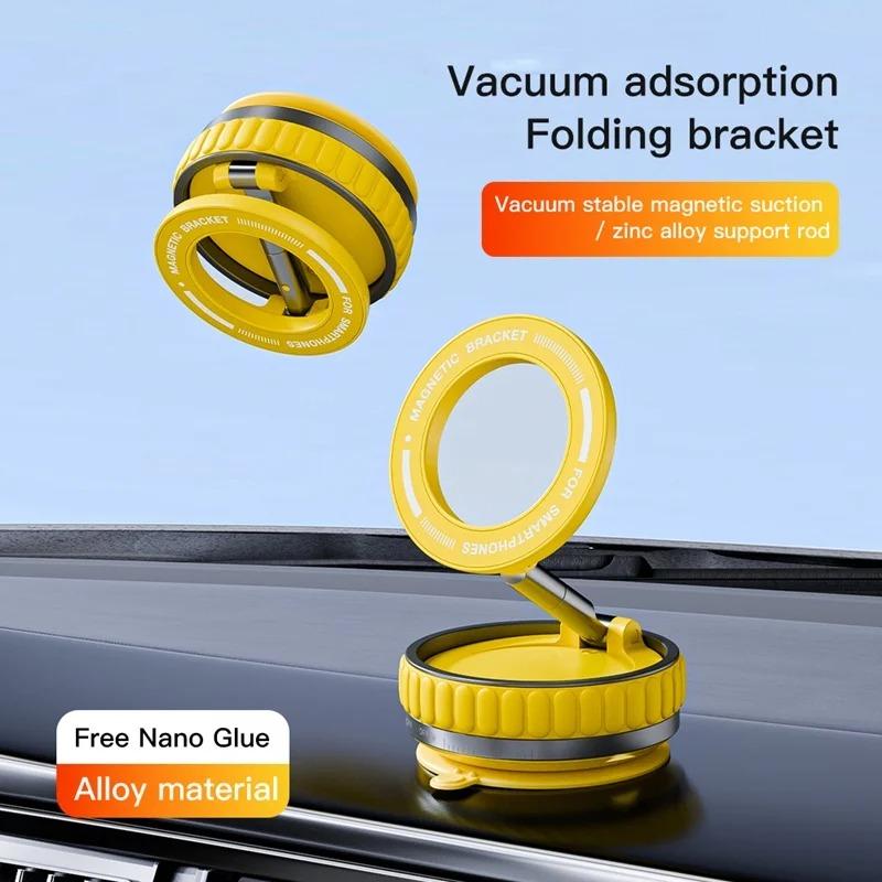 Upgrade Three-axis Flexible Alloy 360° Magnetic Vacuum Adsorption Double-sided Fold Rotating Multi-angle Strong Suction, Stable Holder, Hands Free Automobile, Adjustable Mount for All Phones