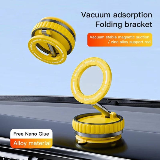 Upgrade Three-axis Flexible Alloy 360° Magnetic Vacuum Adsorption Double-sided Fold Rotating Multi-angle Strong Suction, Stable Holder, Hands Free Automobile, Adjustable Mount for All Phones