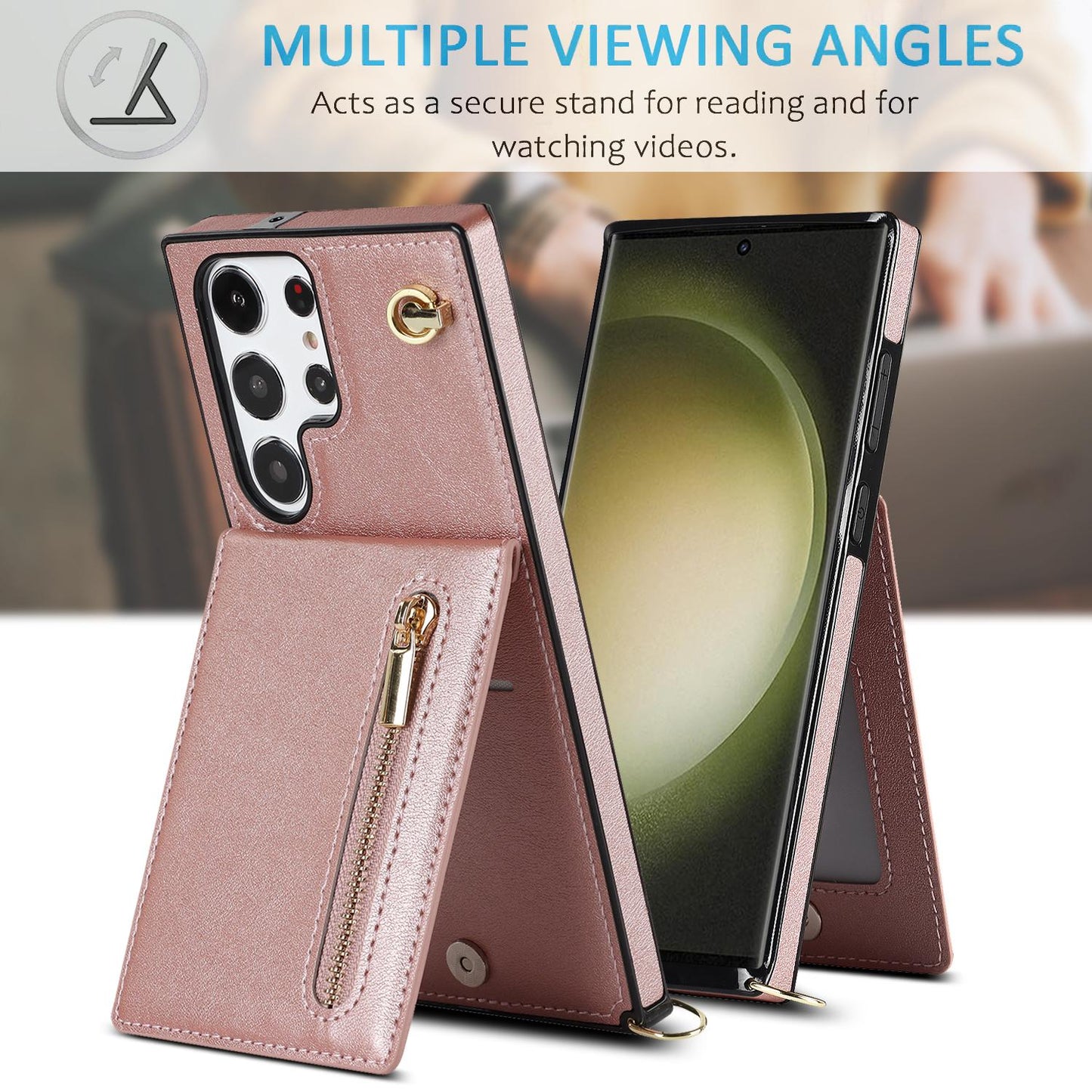 Crossbody Wallet Case Case For Samsung Galaxy S24 S23 S22 Plus Note 20 Ultra With Card Slot Holder, Magnetic Flip Folio Purse Case, PU Leather Zipper Handbag With Detachable Lanyard Strap