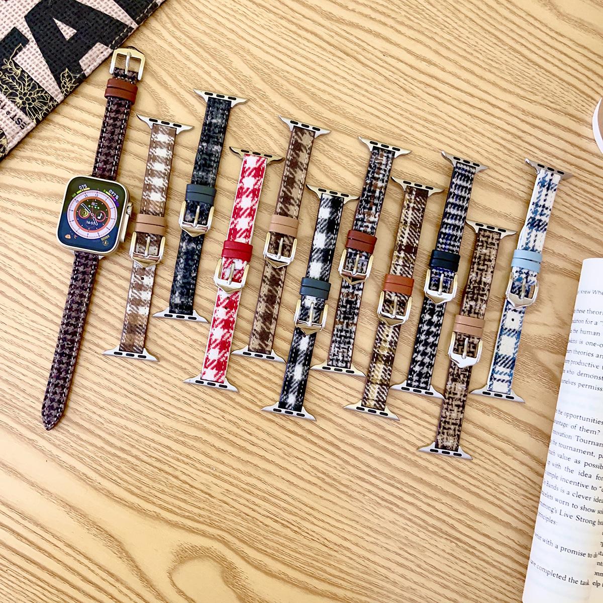 Slim Woolen Wristband for Apple Watch 44mm Band 45 42 38 41 Ultra 49mm Link Bracelet for IWatch Series 9 8 7 6 SE 5 4