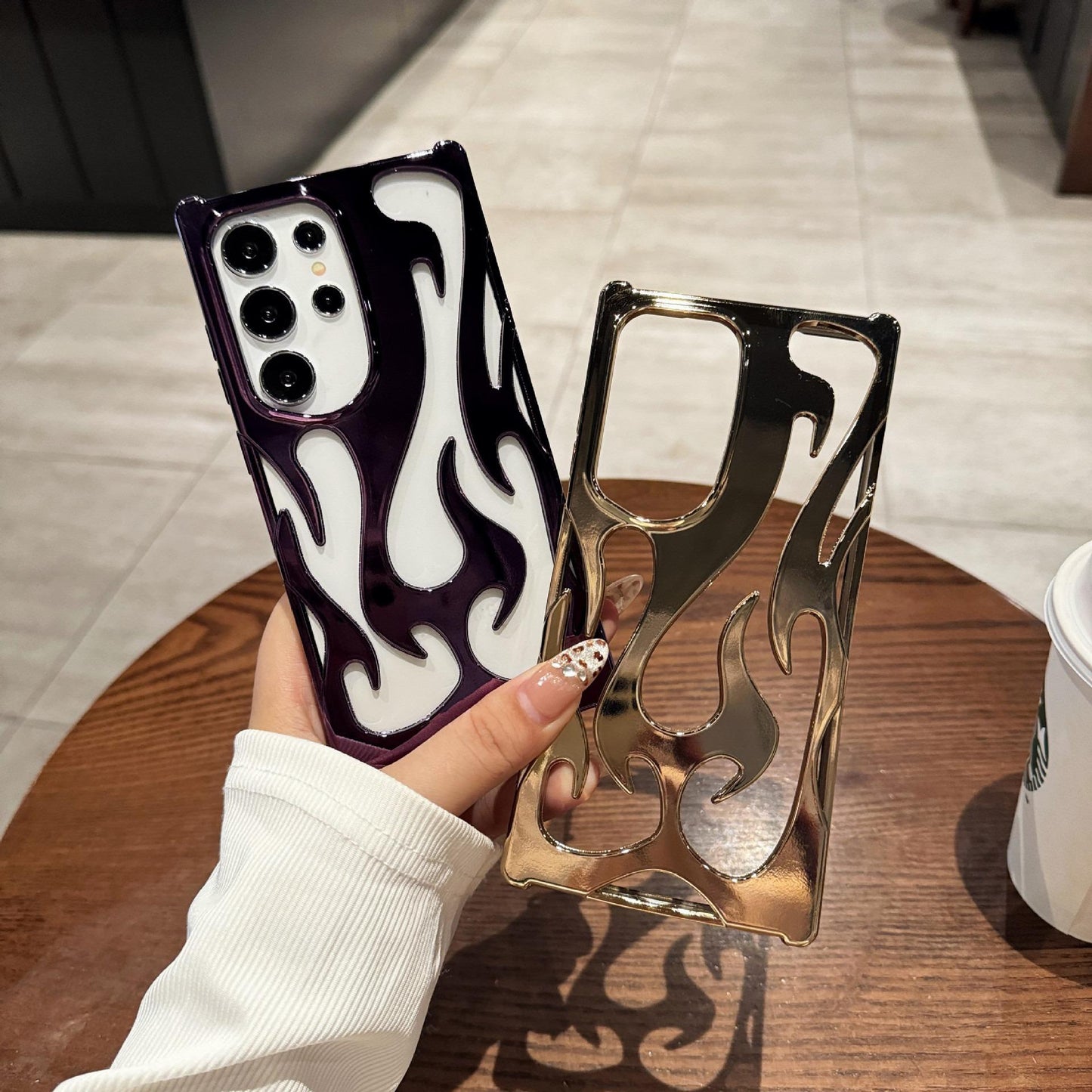 Heat Dissipation Four Corner Shockproof Plating/Matte Fire Pattern Hollow Out Cooling Phone Case For Samsung S25Ultra S24 S23 S22 A14 A15 A16 A06 A54 A55 Soft Full Cover