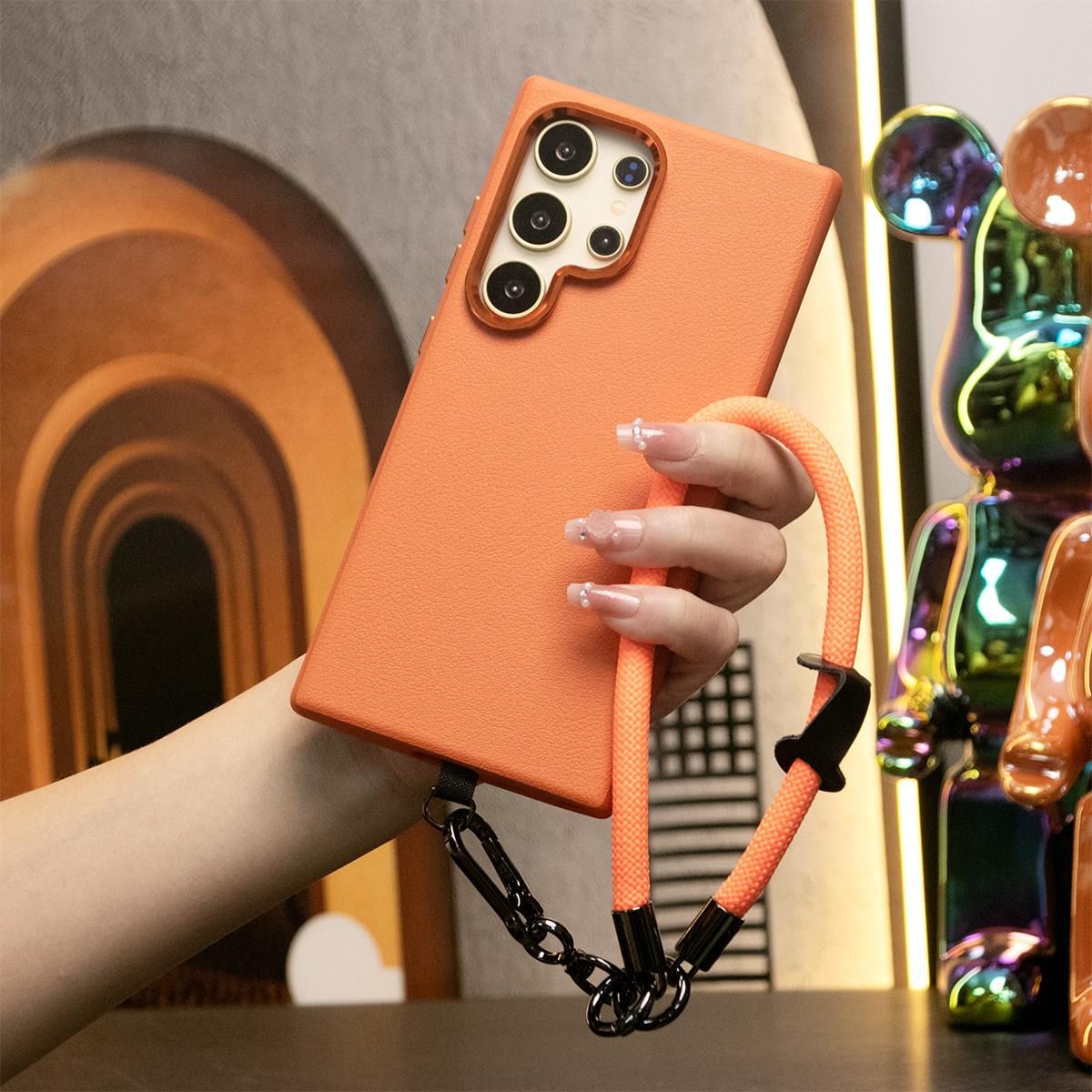 For Samsung S24 Ultra S24Plus S24 Case, Luxury Drop- Proof Leather Magnetic Phone Case Multifunctional Climbing Rope, Camera Protection Hard Cover