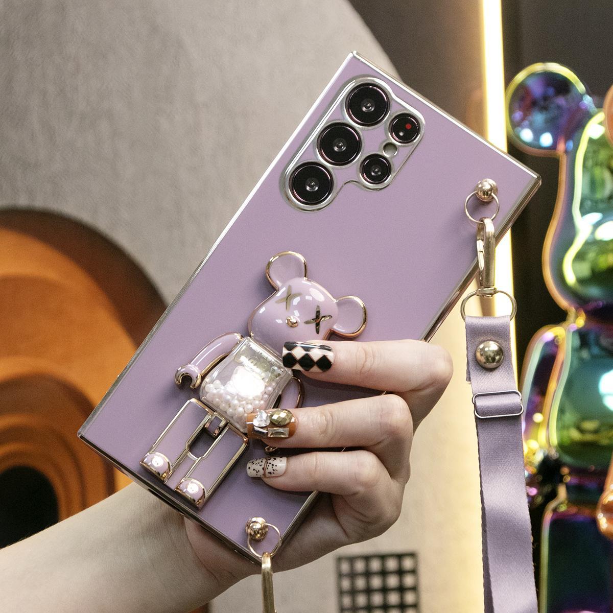 Candy Bear Kickstand Crossbody Lanyard Soft Phone Case for Samsung A13 A14 A15 A23 A24 A25 A33 A34 A35 A52 A53 A54 A55 A72 A73
