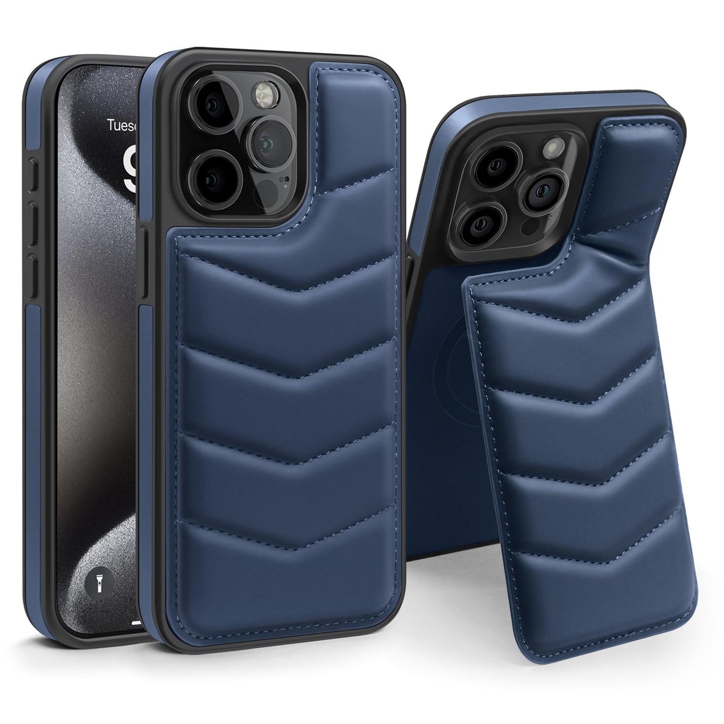 Wave Down Jacket holder Phone Case For iPhone 11 12 13 14 15 Pro Max Plus For Magsafe Wireless charging Shockproof Phone Cover