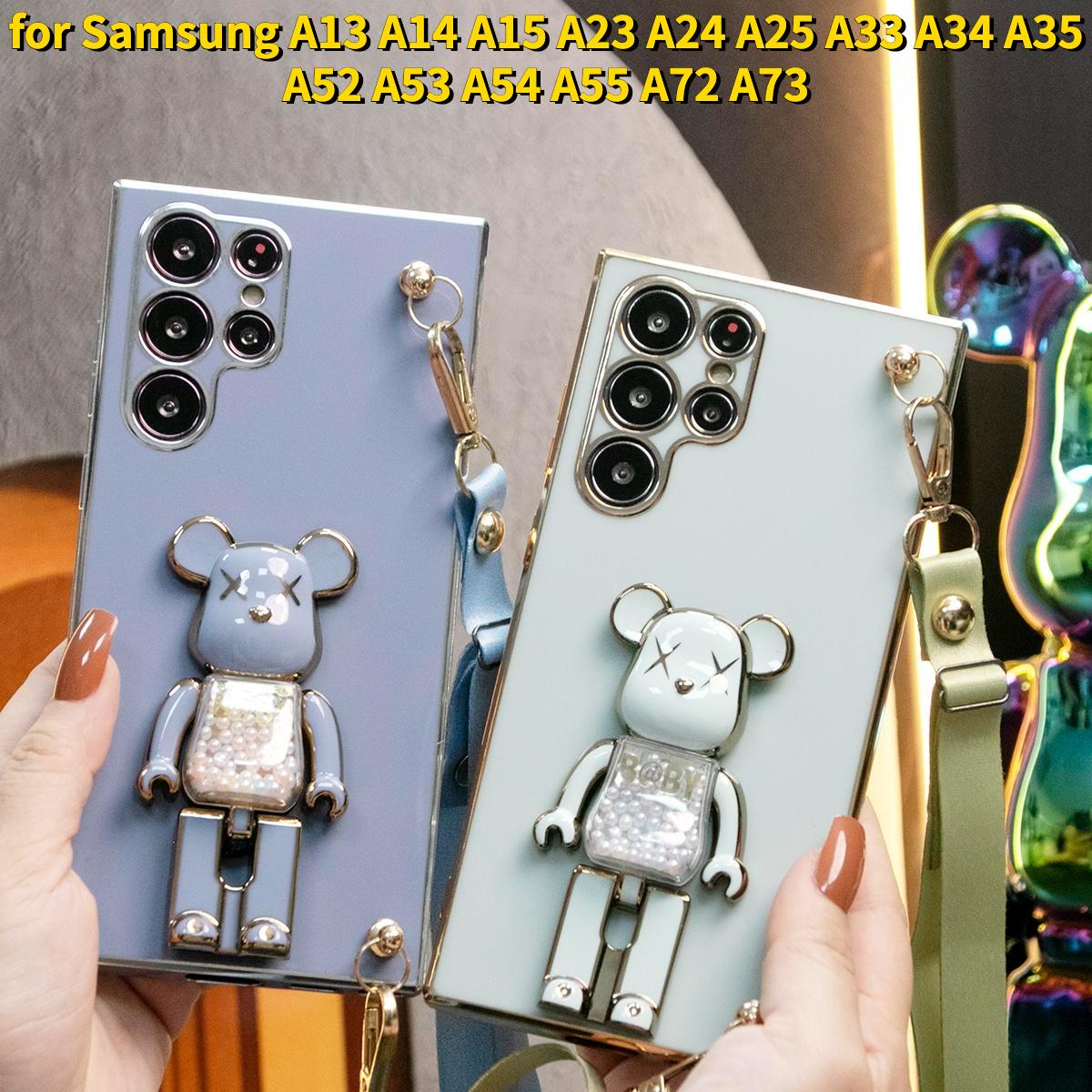 Candy Bear Kickstand Crossbody Lanyard Soft Phone Case for Samsung A13 A14 A15 A23 A24 A25 A33 A34 A35 A52 A53 A54 A55 A72 A73
