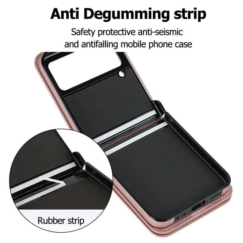 for Samsung Galaxy Z Flip 6 4 5 Z Flip 3 Case Luxury Card Slot Phone Holder Zipper Wallet Crossbody Cover Folding Case Coque
