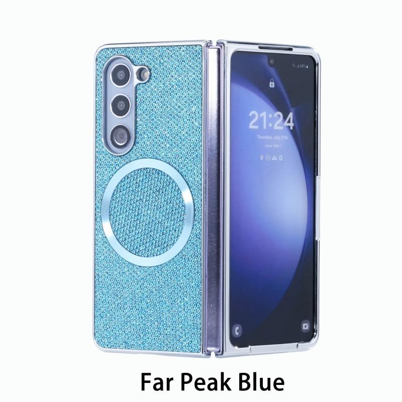 Luxury Glitter Rhinestone Strong Magnetic PC Fold Phone Case For Samsung Galaxy Z Fold6 Fold5 Fold4 Fold3 5G Smart Phone Full Cover
