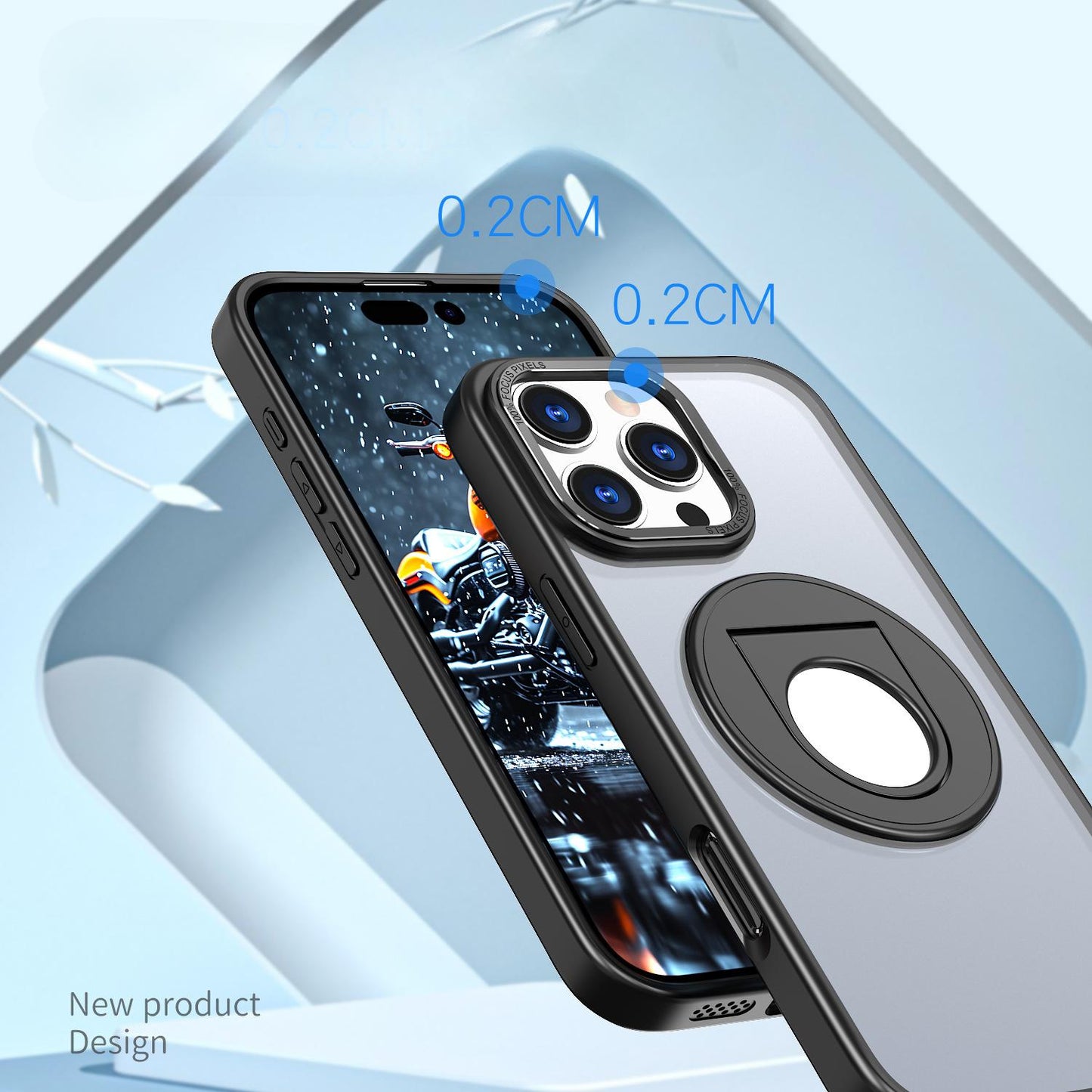 For iPhone 16ProMax 16 15 14 13 12 Pro Max Phone Case with 360 Degree Rotate Ring Kickstand, Matte Crystal Magnetic Metal Camera Frame Shockproof Hard Full Cover