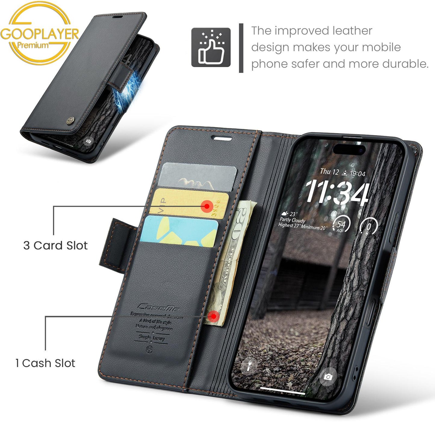 For iPhone 16 15 14 13 12 Pro Max Phone Case, Luxury Leather Wallet Card Bag Shockproof Kickstand Business Magnetic Full Cover