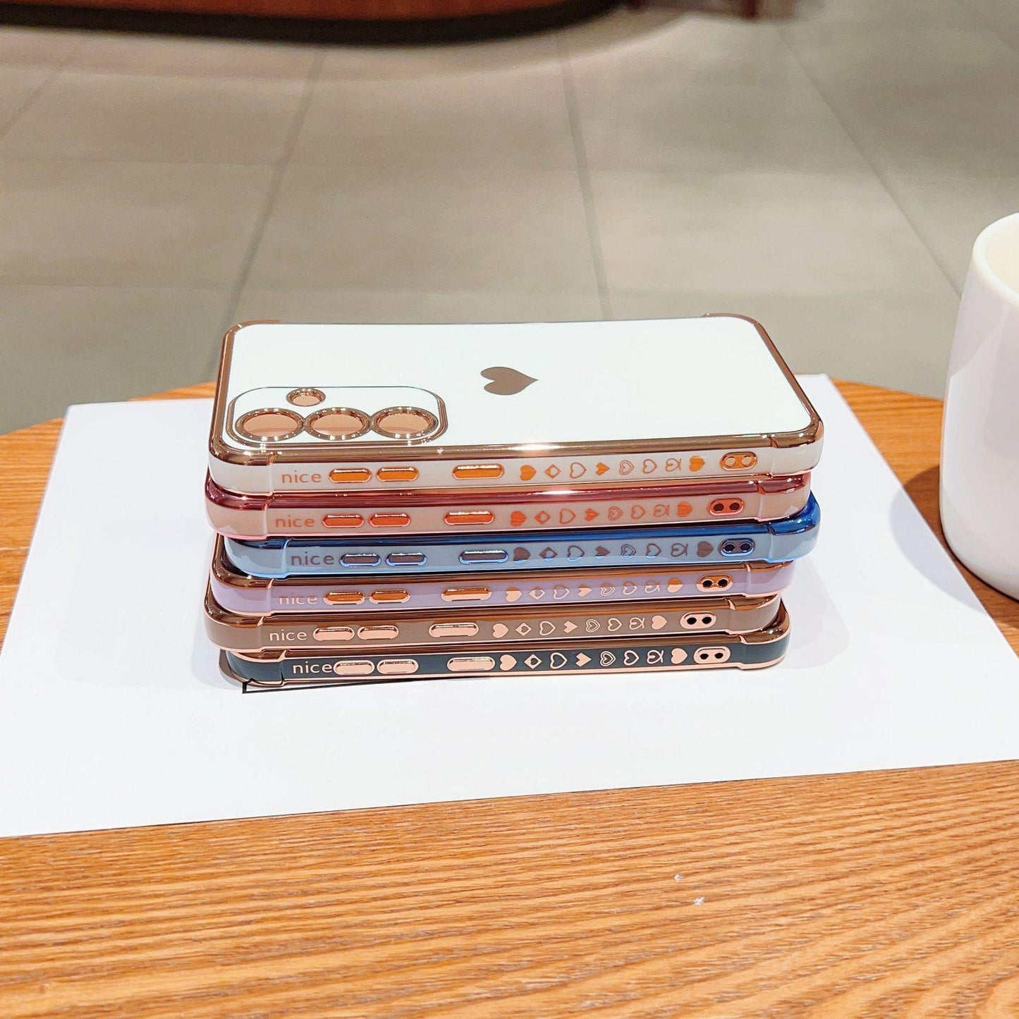 Plating Love Heart TPU Basic Phone Case For Samsung S25Ultra S24 S23 S22 S21 Shockproof Soft Full Cover