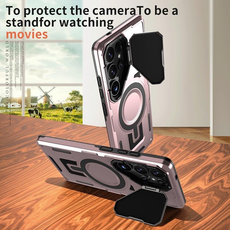 Anti-Dust Anti-Fall Heavy Duty Protection Shockproof Magnetic Phone Case With Camera Kickstand for Samsung S25Ultra S24 S23FE S23 A06 A05 A16 A15 A25 A35 A55 Bumper Matte Hard Cover