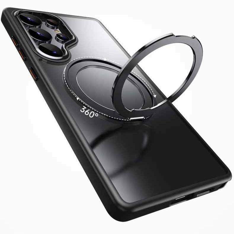 360 Degree Rotation Stand Holder Matte Ultra Clear Strong Shockproof Magnetic Phone Case Wireless Charging For Samsung S25Ultra S25 S24 S24Plus S24Ultra S23Ultra S23