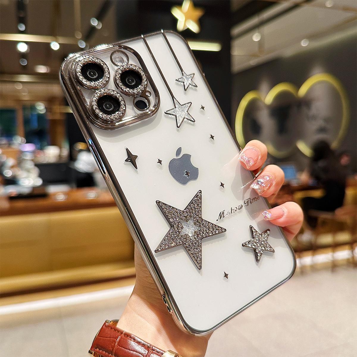 For iPhone 11 12 13 14 15 Pro Max Luxuxy Unique Diamond Star Soft Phone Case Cover