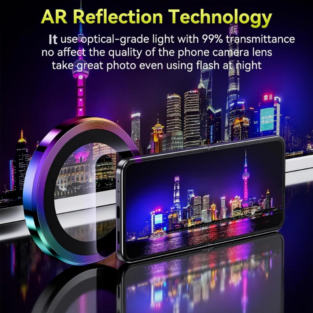 Metal Camera Lens Protector For Samsung Galaxy Z Flip 5 Anti Scratch 9H Tempered Glass With Metal Ring Lens Cover For Galaxy Z Flip5