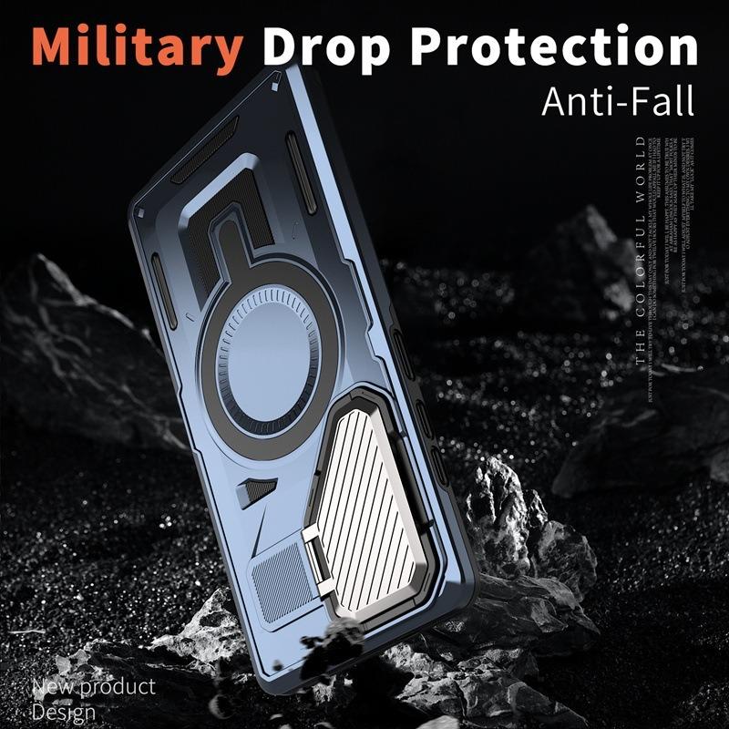 Anti-Dust Anti-Fall Heavy Duty Protection Shockproof Magnetic Phone Case With Camera Kickstand for Samsung S25Ultra S24 S23FE S23 A06 A05 A16 A15 A25 A35 A55 Bumper Matte Hard Cover