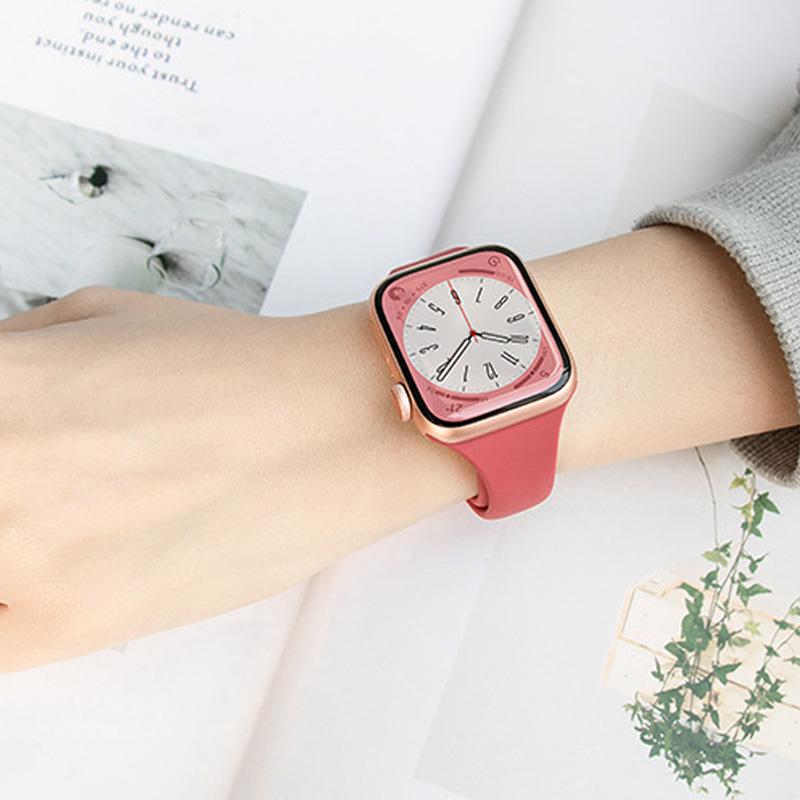 Silicone Sport Strap For Apple Watch Band 44mm 40mm 45mm 49mm 41mm 38mm bracelet iwatch series 9 7 6 5 4 se 8 ultra 2