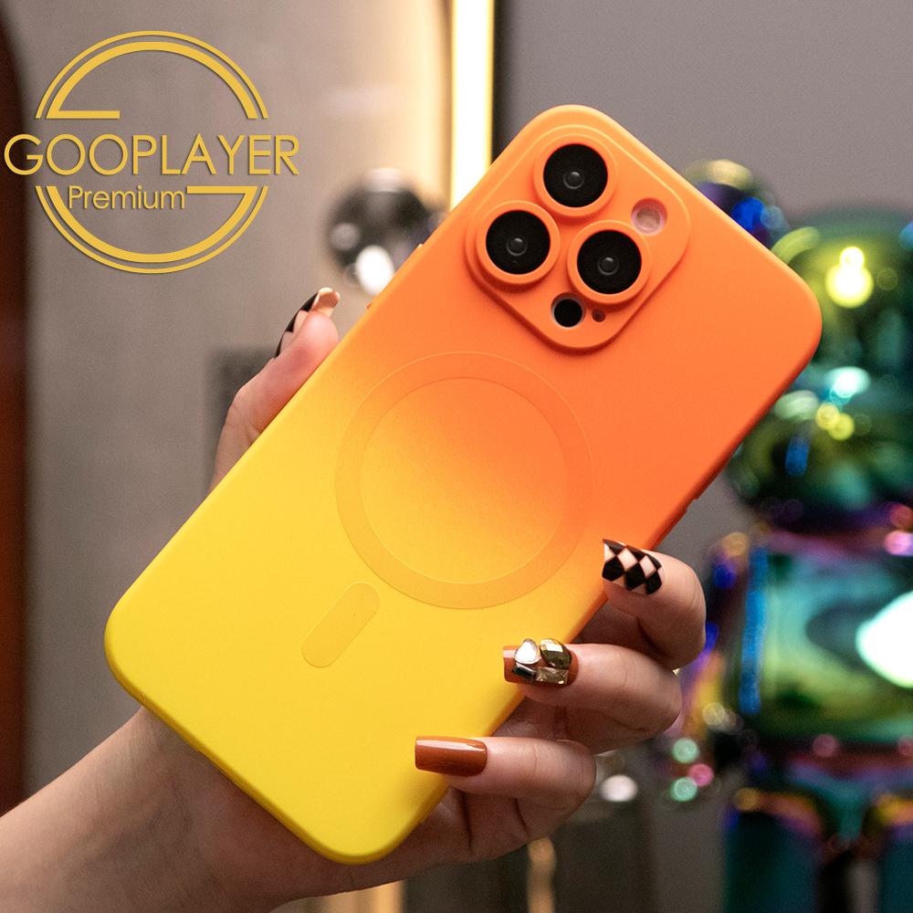 For iPhone 16 15 14 13 Pro Max Phone Case, Gradient TPU Magnetic Built-in Camera Protector Plating Support Wireless Charging Slim Soft Full Cover