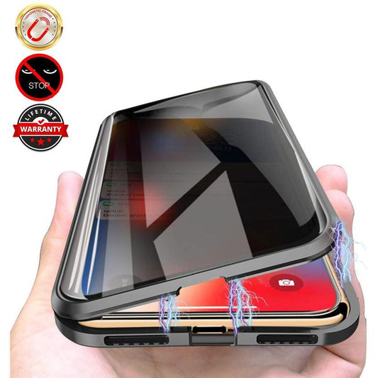 Anti Peeping Magnetic Double Sided Full Cover Privacy Metal Bumper Glass Case for IPhone 16ProMax 16 15 14 13 Pro Max 12 11 X XS Max XR  Antispy Cover