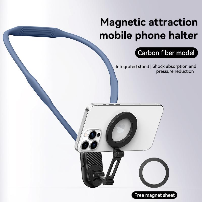 For Magsafe Smart Phone Multifunctional Halter Stand Magnetic Neck Shooting Anti-Shake Bracket For iPhone 16 15 14 13 12 For Samsung S25 S24 Skin Friendly Neck Hanger Cellphone Accessories
