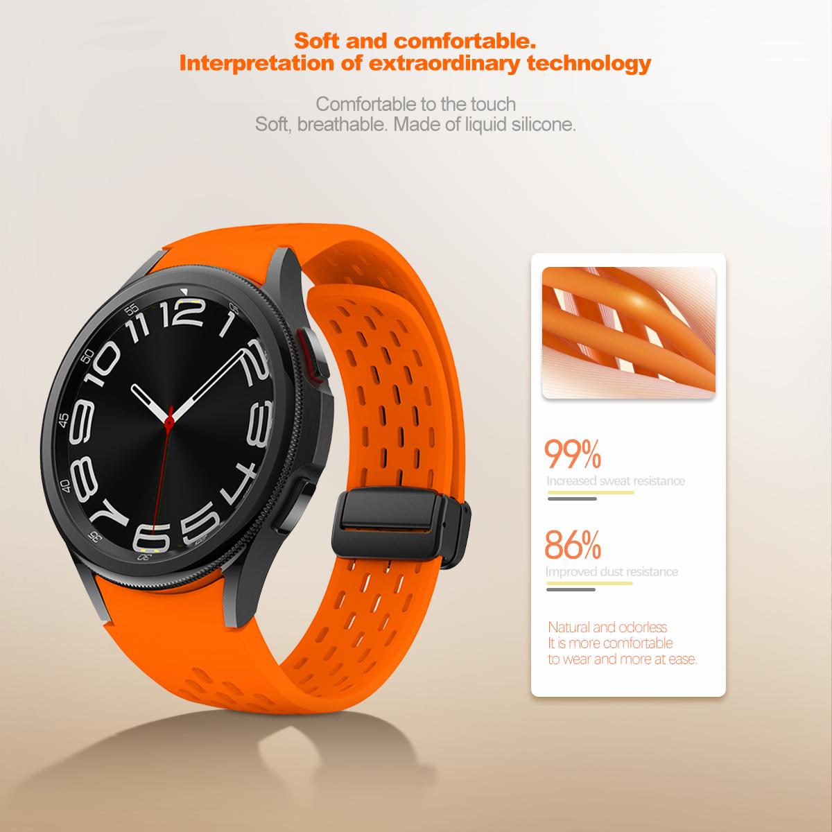 Silicone Strap for Samsung Galaxy Watch 6 5 4 40mm 44mm 5Pro 45mm Magnetic Buckle Band 6 Classic 43mm 47mm No Gaps Bracelet 42mm