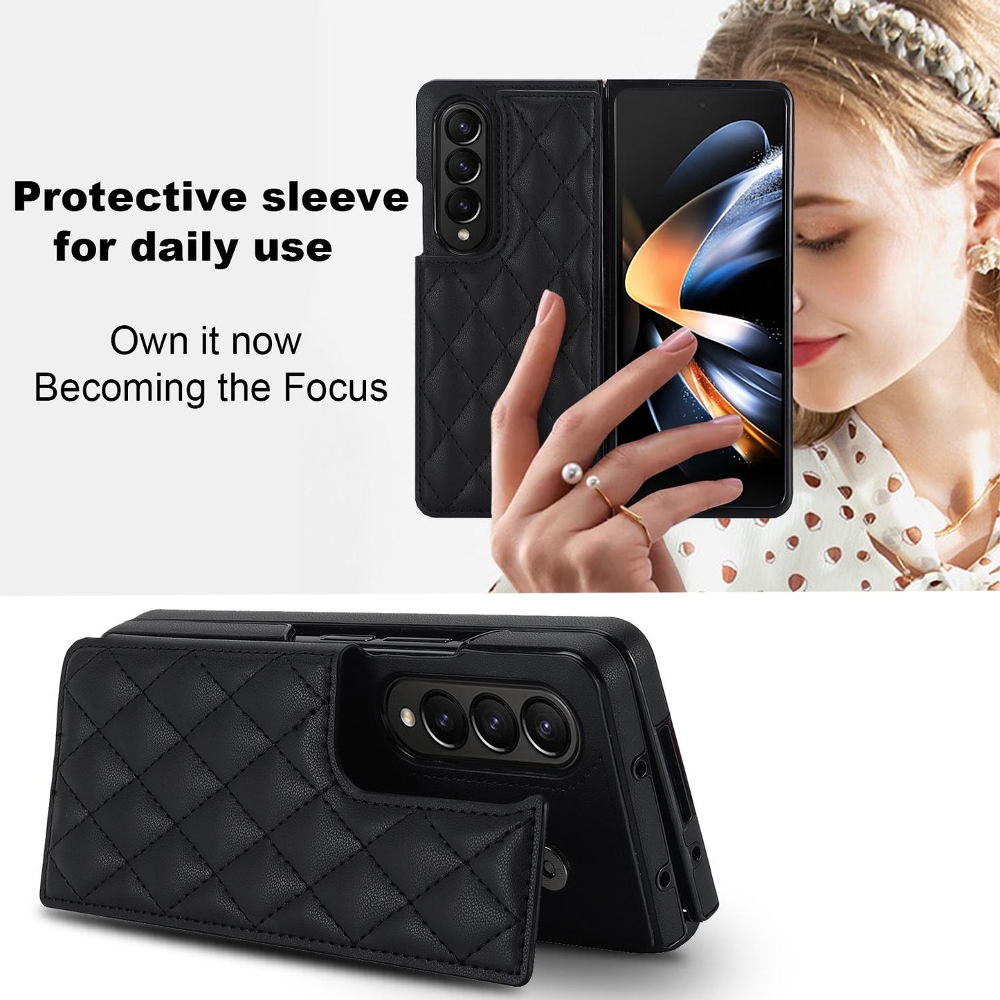 Flip Leather Wallet with Card Phone Case for Samsung Galaxy Z Fold 6 5 4 3 Fold6 Fold5 Fold4 Fold3 5G Soft Protective Back Cover