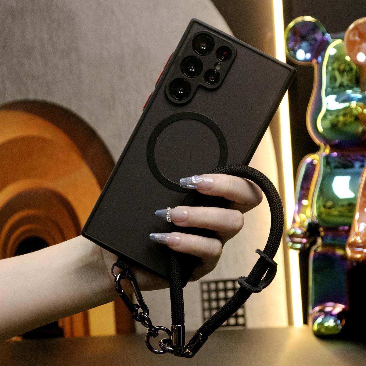 Luxury Matte Clear Support Magnetic With Multifunctional Climbing Rope For Samsung S25 S24 S23 S22 S21 Note20