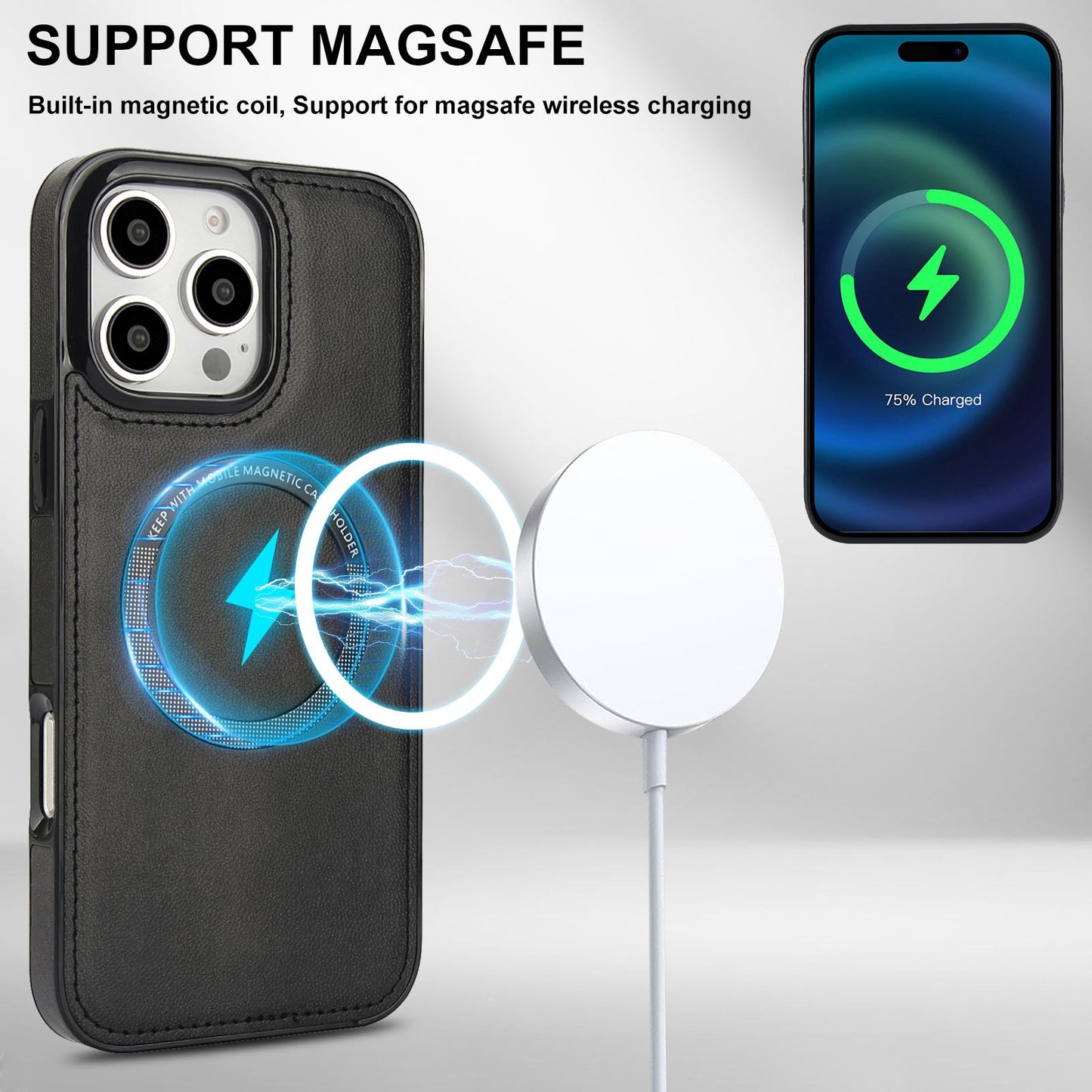 Business Wallet Solt Phone Case For iPhone 16 15 14 13 12 Plus Pro Max Wallet Card Holder Shockproof Slim Flip Cover