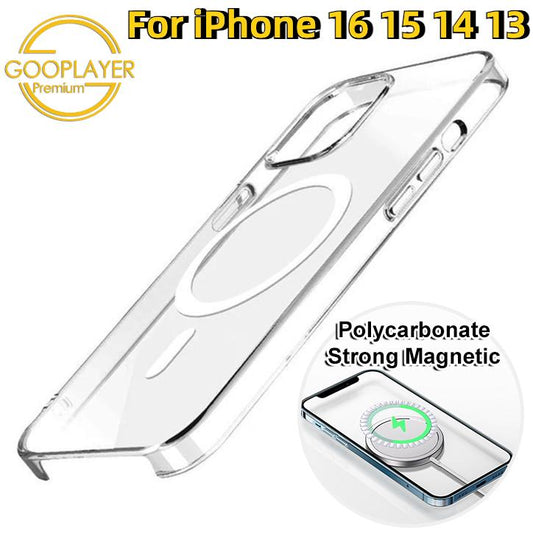 For iPhone 16 15 14 13 Pro Max Phone Case, Premium Clear Magnetic High Definition Hard Precise Camera Cutouts Durable Polycarbonate Construction For Magsafe Non-Yellowing Anti-Fall Full Cover