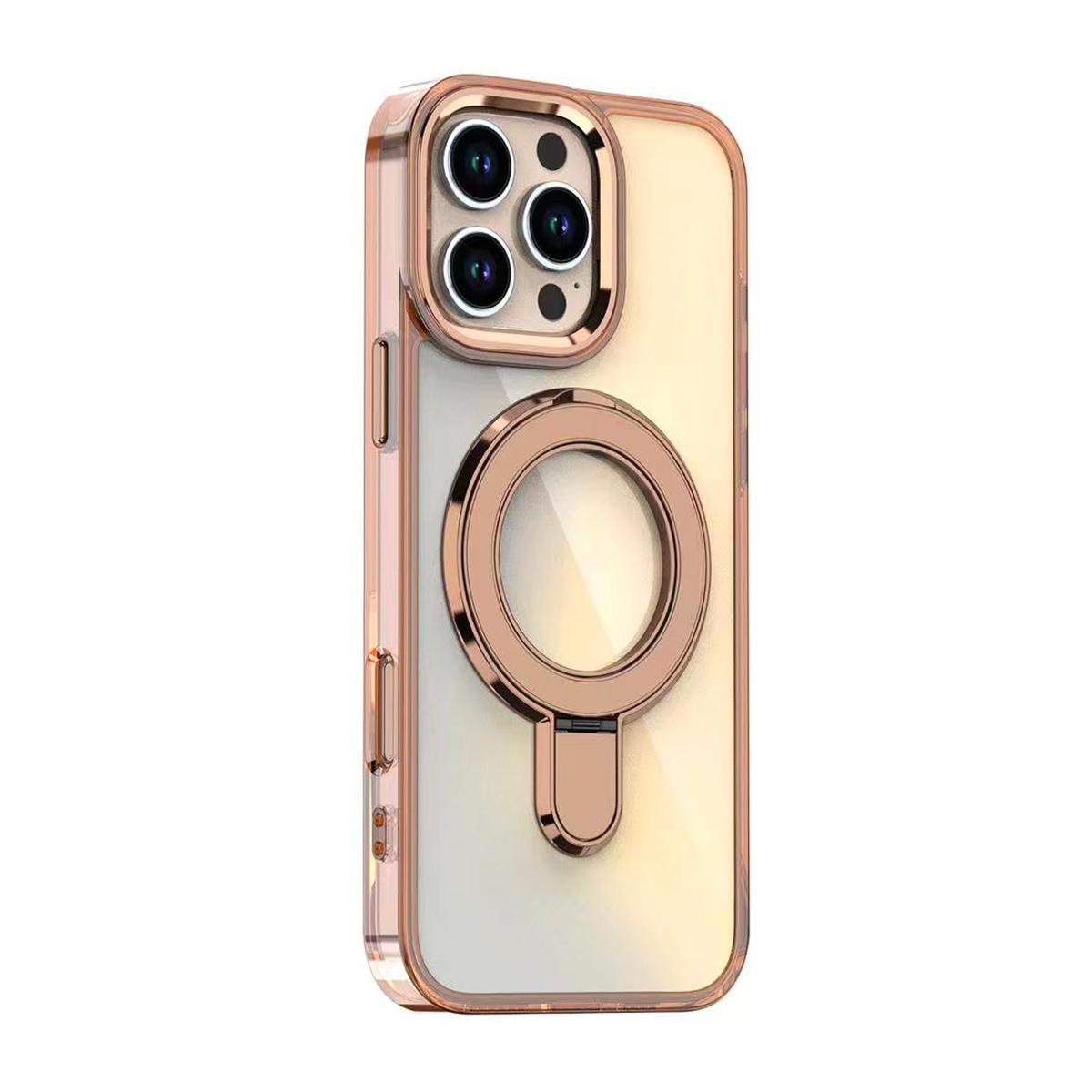 Colorful Laser Magnetic Bracket Large Hole Phone Case For iPhone 16 15 14 13 12 Pro Max MagSafe Sparkling Color Back Cover