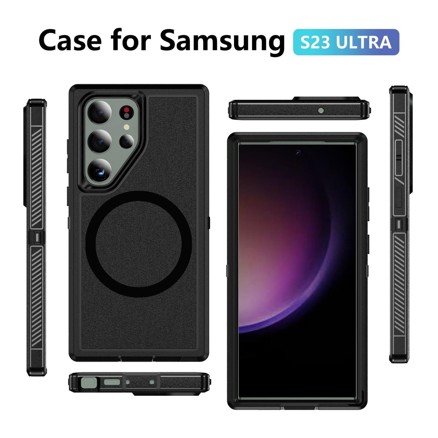 Anti-Dust Anti-Fall Heavy Duty Protection Shockproof Strong Magnetic Phone Case for Samsung S25Ultra S24 S23FE S23 S22 Bumper Matte Hard Full Cover