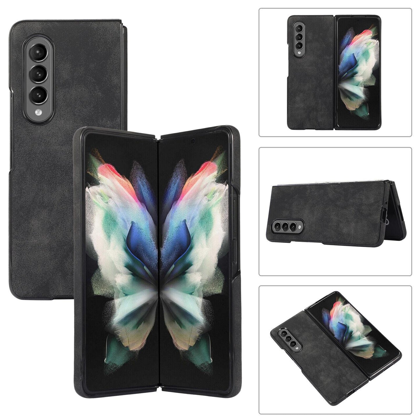Business Retro Leather Phone Case For Samsung Galaxy Z Fold 6 Fold 5 Fold 4 Fold 3 Camera Protect Original Feel Shokproof Hard Cover