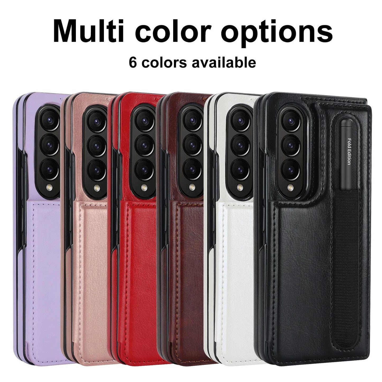 PU Leather Purse Phone Case for Samsung Galaxy Z Fold 6 5 4 3 Fold6 Fold5 Fold4 5G Pen Slot Card Holder Shockproof Stand Cover