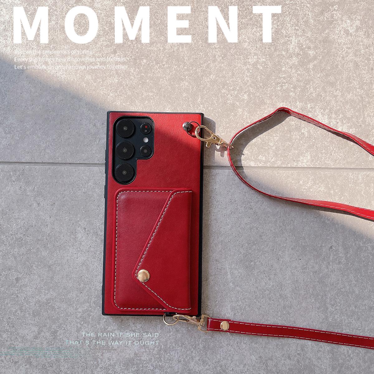 Crossbody Wallet Case for Samsung S24 S23 S22 S21 Ultra Plus Card Holder Lanyard Handbag Luxury Leather Card Slot Cover Handbag