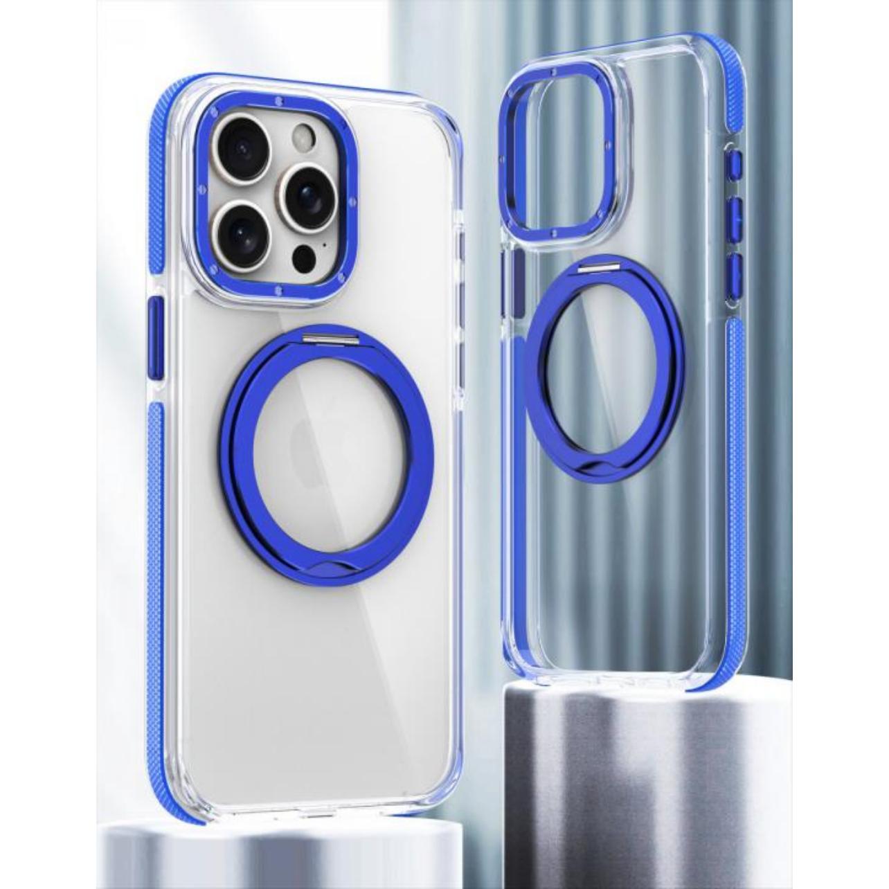 Dual Color Magnetic For Magsafe Wireless Charging Case With 360 Rotating Stand For iPhone 16 15 14 13 12 Pro Max Plus Clear Hard Cover