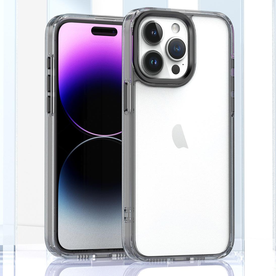 Acrylic Metal Camera Frame Transparent Phone Case for iPhone 16 15 14 13 12 11 Clear Cover