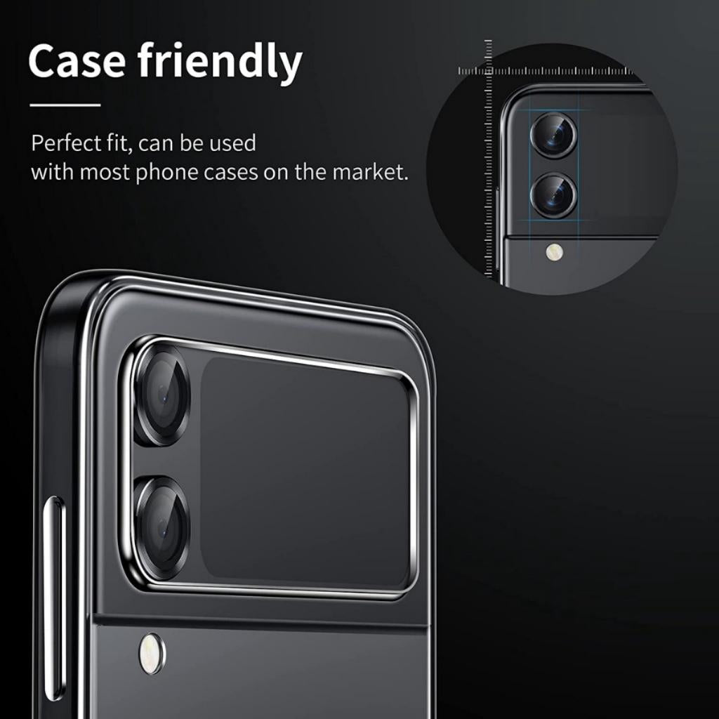 Metal Camera Lens Protector For Samsung Galaxy Z Flip 5 Anti Scratch 9H Tempered Glass With Metal Ring Lens Cover For Galaxy Z Flip5