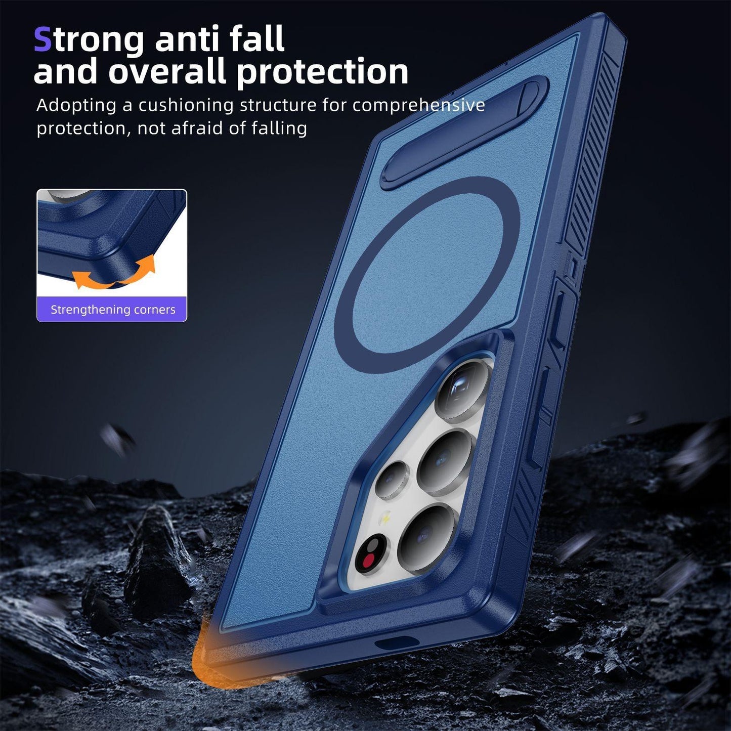 Anti-Dust Anti-Fall Heavy Duty Protection Shockproof Strong Magnetic Phone Case With Kickstand for Samsung S25Ultra S24 S23FE S23 S22 Bumper Matte Hard Full Cover
