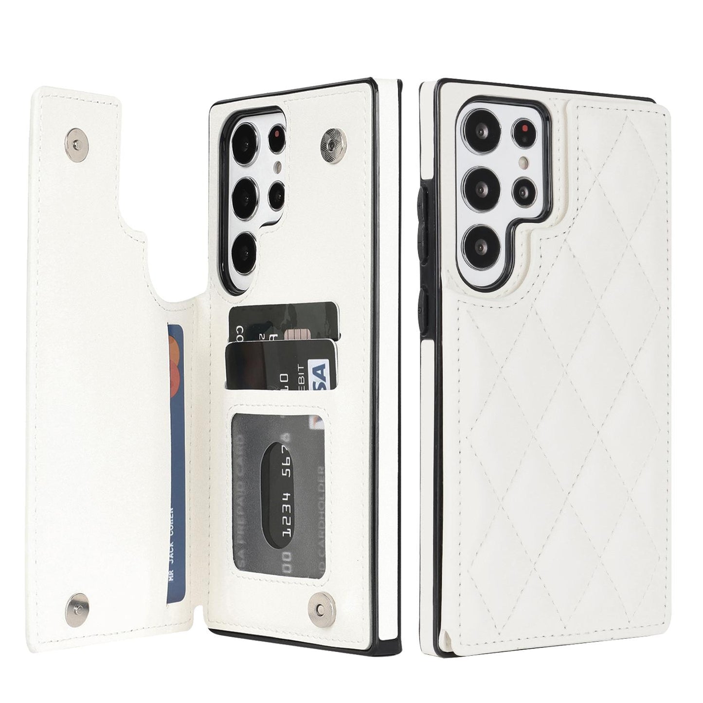 Rhombic Grid Pattern Leather Cover For Samsung Galaxy S20 S21 FE S23 S22 Plus Note 20 Ultra Card Slots Holder Purse Phone Case